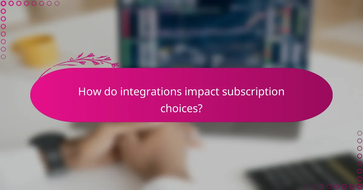 How do integrations impact subscription choices?